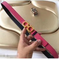 Pretty Style Ferragamo Saffiano Calf Leather Belt 25mm Width 602342 Hot Pink