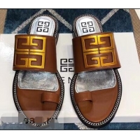 Cheapest Givenchy 4G Logo Chain Around Flat Sandals G93805 Brown 2019