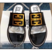 Purchase Best Givenchy 4G Logo Chain Around Flat Sandals G93805 Black 2019