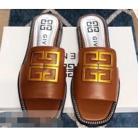 Grade Quality Givenchy 4G Logo Chain Around Slides Flat Sandals G93807 Brown 2019