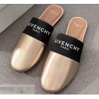 Grade Inexpensive Givenchy Paris Leather Flat Mules G94216 Gold
