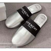 Best Price Givenchy Paris Leather Flat Mules G94216 Silver