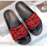 Crafted Faux Givenchy 4G Webbing Logo Slides Sandals G95008 Rubber Red 2019