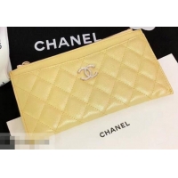 Best Quality Chanel Iridescent Pearl Caviar Pouch Clutch Bag AP03618 Yellow 2019