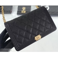 Best Luxury Chanel Caviar Leather Boy Wallet On Chain WOC Bag A81969 Black 2019