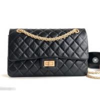 Sumptuous Chanel 2.55 Reissue Size 225 Bag in wrinkled calfskin with gold hardware 602712 black