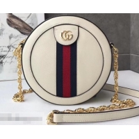 Discount Gucci Web Ophidia Mini Round Shoulder Bag 550618 Leather White 2019
