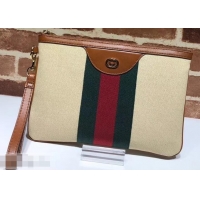 Luxury Gucci Web Vintage Canvas Pouch Clutch Bag 576053 Beige 2019 