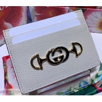 Promotion Gucci Zumi Grainy Leather Card Case 570679 White 2019