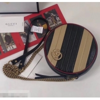 Best Quality Gucci Diagonal GG Marmont Mini Round Shoulder Bag 550154 Beige/Black 2019