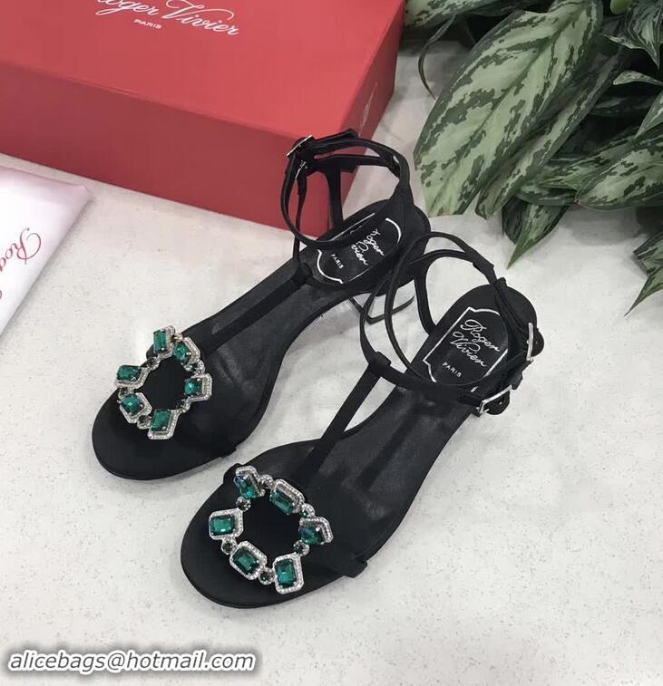 Hot Sell Roger Vivier Podium Crown Jewels Sandals 5cm R8429 Black 2018