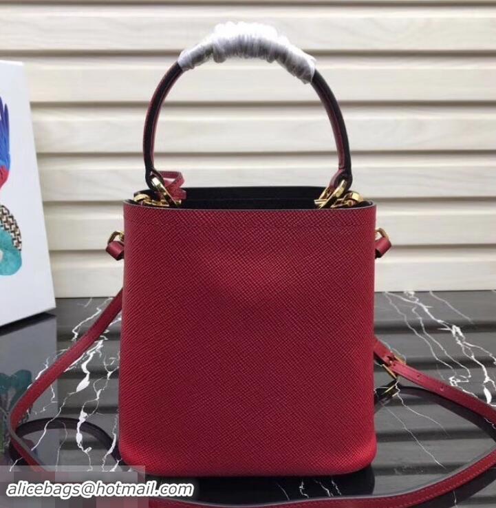 Lower Price Prada Panier Small Saffiano Tote Bag 1BA217 Red 2019