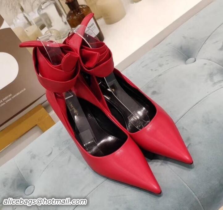Perfect Balenciaga Heel 8cm Ankle Tie Pumps B713011 Red 2019