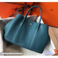 Well Crafted Hermes Calfskin Garden Party 30cm Bag 425011 Denim Blue