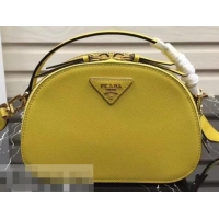 Discounts Prada Round Odette Saffiano Leather Bag 1BH123 Yellow 2019