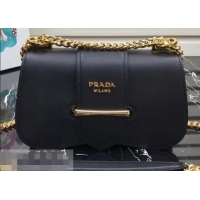 Sumptuous Prada Sidonie Leather Shoulder Bag 1BD184 Black 2019