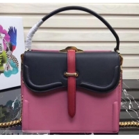 Best Grade Prada Belle Leather Shoulder Tote Bag 1BN004 Black/Pink/Red 2019