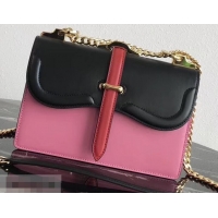Classic Prada Belle Leather Shoulder Bag 1BD188 Black/Pink/Red 2019
