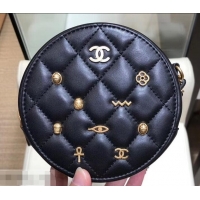Luxury Classic Chanel Charms Round Clutch With Chain Bag A94510 Black 2019