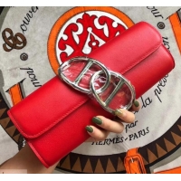 Hot Style hermes egee clutch in original swift leather red with silver hardware H945105