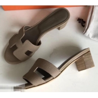 Purchase Hermes Heel 5cm Oasis Slipper Sandals in Togo Leather H701031 Camel