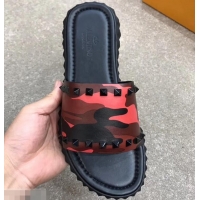 Perfect Valentino Men's Slide Sandals H701070 Camo Red 2019