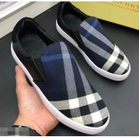 New Style Burberry Vintage Check Men's Slip-on Sneakers 525752 Blue