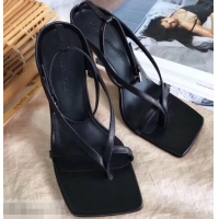 Duplicate Bottega Veneta Heel 9cm Square Sole Stretch Ankle-strap Sandals 716028 Black