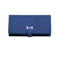 Top Fashion Hermes Bearn Japonaise Bi-Fold Wallet Grainy Leather H68942 Blue