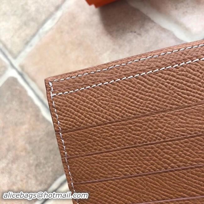Discount Hermes espom leather Wallet H2296 brown