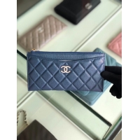 Best Grade Chanel Calfskin Leather & Gold-Tone Metal A84107 blue