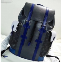 Crafted Louis Vuitton Epi Patchwork Christopher PM Backpack Bag M55138 Black/Blue