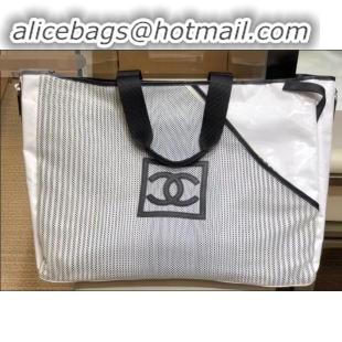 Fashion Discount Chanel Mesh and PVC Shopping Tote Large Bag AS06689 White 2019