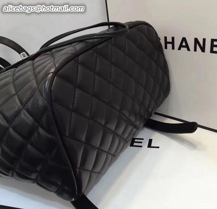 Good Looking Chanel Quilting sheepskin Backpack Bag A91122 black with silver hardware