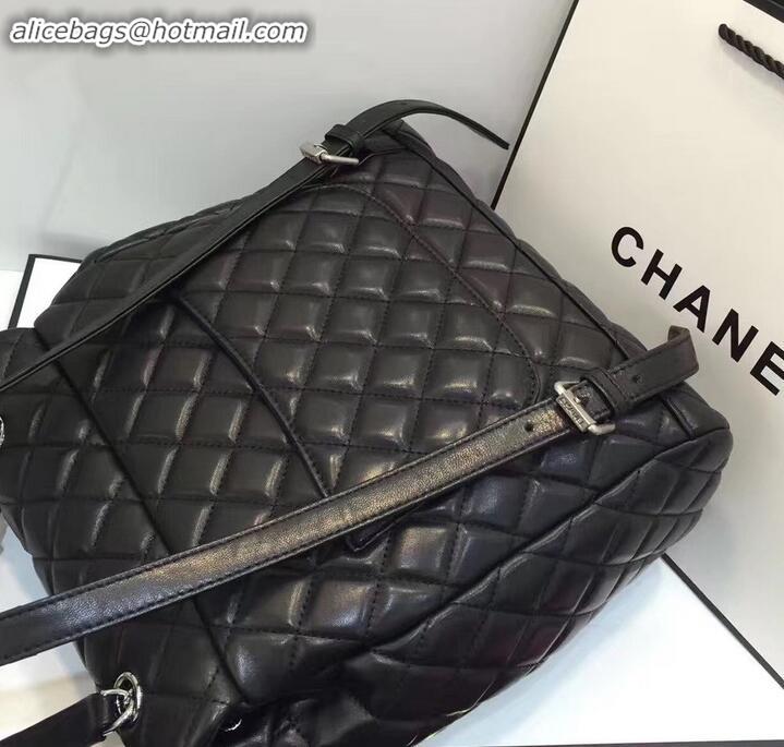 Good Looking Chanel Quilting sheepskin Backpack Bag A91122 black with silver hardware