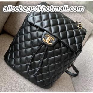 Luxury Chanel Quilting sheepskin Backpack Bag A91121 black with gold hardware