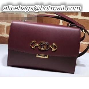 Fashion Gucci Zumi Smooth Leather Small Shoulder Bag 576338 Burgundy 2019