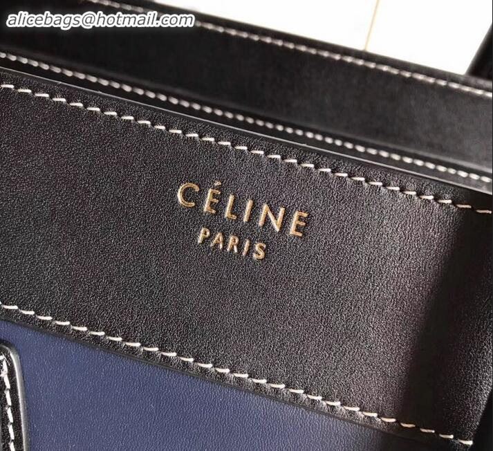 New Style Celine Micro Luggage Bag in Original Smooth Calfskin Black/Navy Blue/Pale Gray C090904