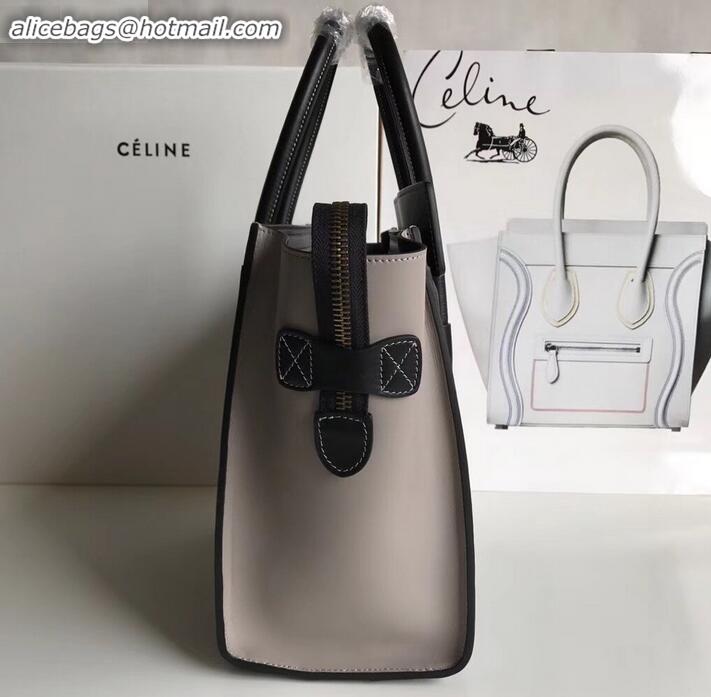 New Style Celine Micro Luggage Bag in Original Smooth Calfskin Black/Navy Blue/Pale Gray C090904