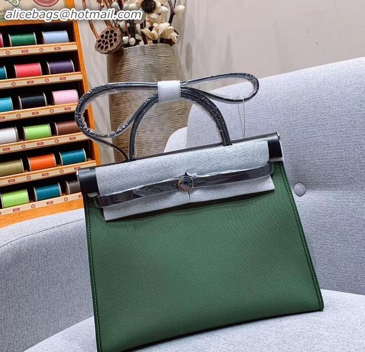 Low Price Hermes Herbag Zip 31 Bag in Original Quality Black/Green H091410