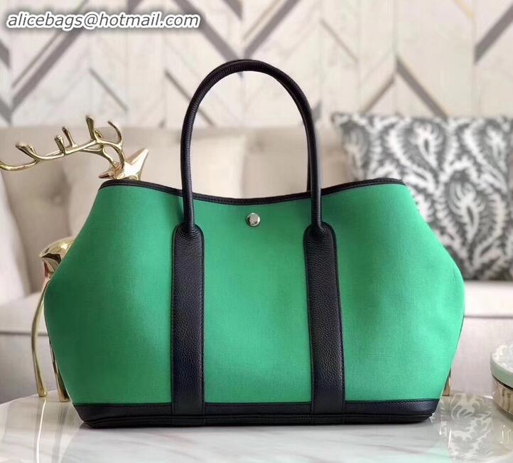Popular Style Hermes Canvas Garden Party 30 Bag Green H091411