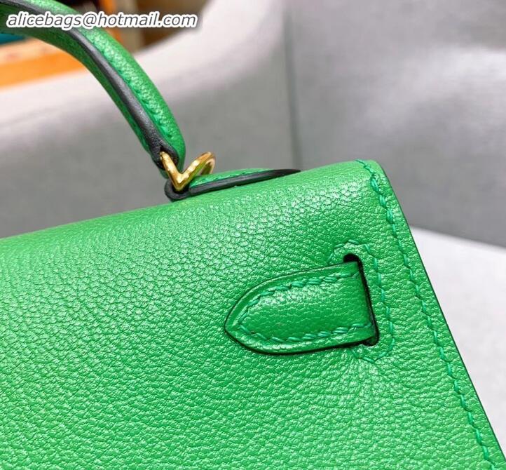 Lower Price Hermes Mini Kelly II Bag in Original Chevre Leather H091413 Bamboo Green