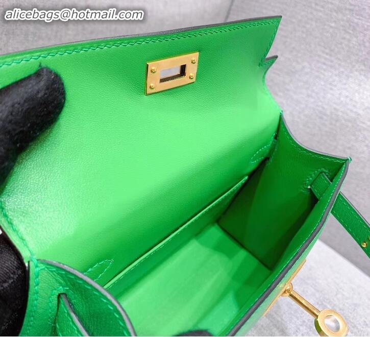 Lower Price Hermes Mini Kelly II Bag in Original Chevre Leather H091413 Bamboo Green