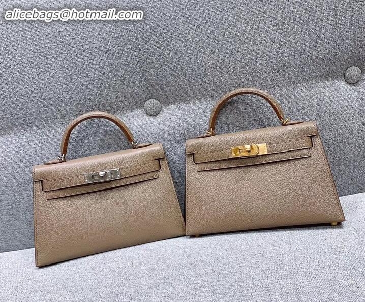 Discount Hermes Mini Kelly II Bag in Original Chevre Leather H091413 Elephant Gray