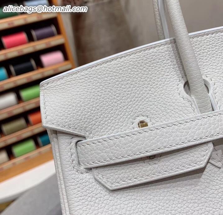 Crafted Hermes Birkin 25cm Bag in Original Togo Leather H091418 White