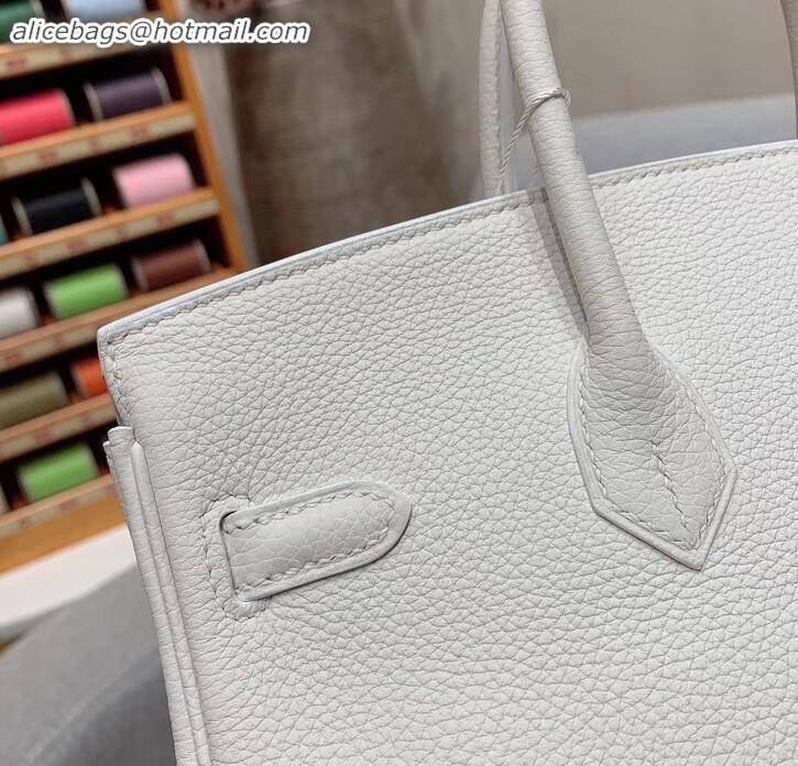 Crafted Hermes Birkin 25cm Bag in Original Togo Leather H091418 White