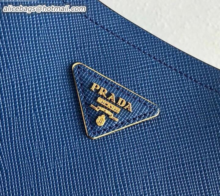 Feminine Prada Saffiano Leather Matinée Small Handbag 1BA251 Blue 2019