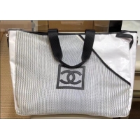 Fashion Discount Chanel Mesh and PVC Shopping Tote Large Bag AS06689 White 2019