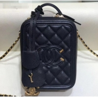 Top Design Chanel Grained Calfskin CC Filigree Vanity Case Bag AS0988 Black 2019