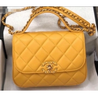 Stylish Chanel Chain Infinity Flap with Top Handle Small Bag A090508 Yellow 2019